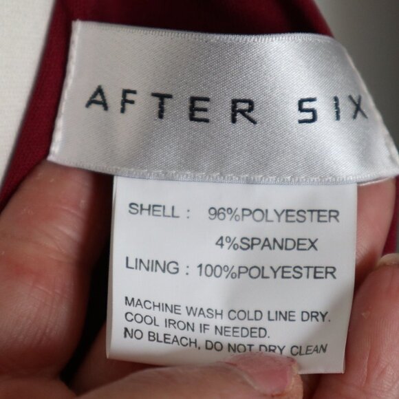 After Six 6814 Burgundy Red V-neck Crepe Sleeve Slit Front Evening Gown Small - Picture 12 of 13